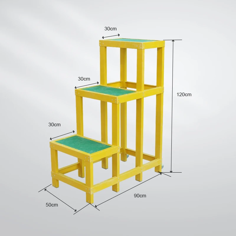 Portable Non-Slip Glass Fiber Electrical Insulation Step Stool with Handle and Wheels for Warehouse and Workshop Use