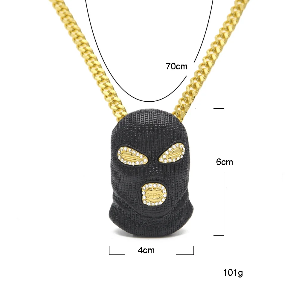 2021 personality cuban link charm necklace masked man zircon