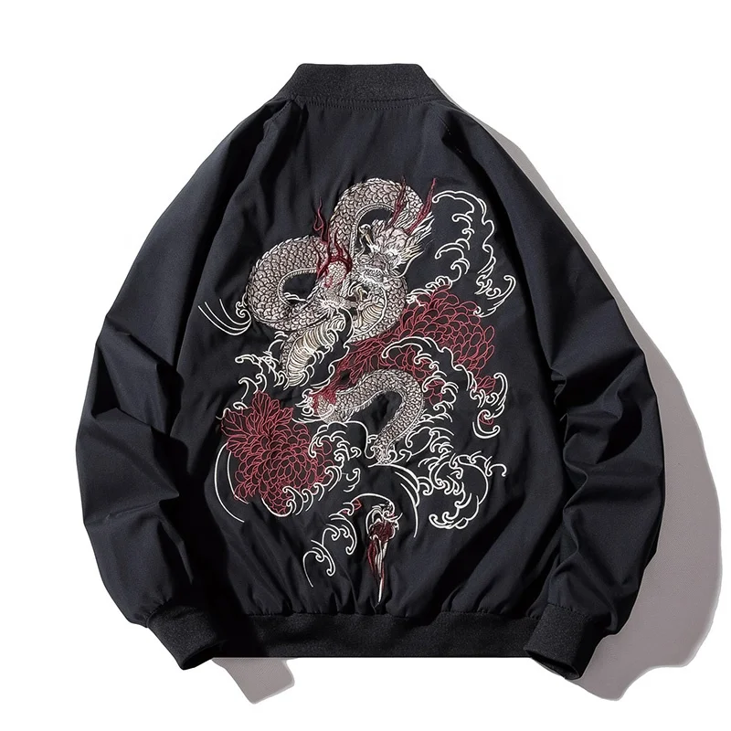 Customizable Spring 100% Cotton Windproof Embroidery Tiger Head Flight Men Bomber Jacket