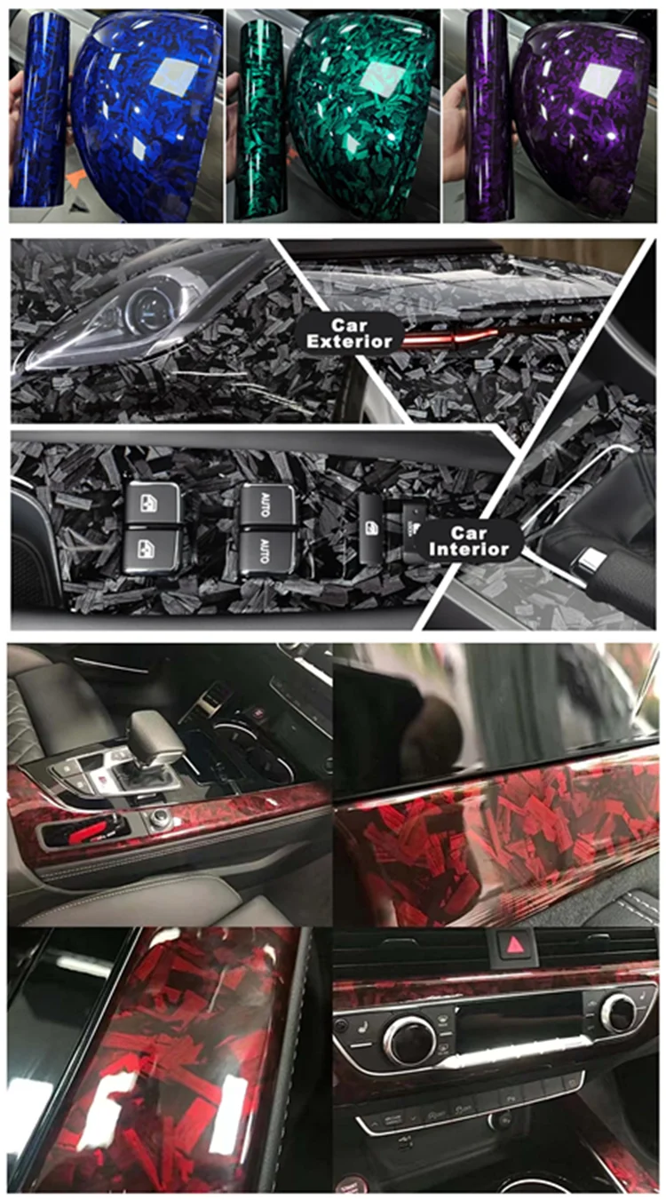 Gloss Black Carbon Fiber Vinyl 30*150cm Air Release Vehicle