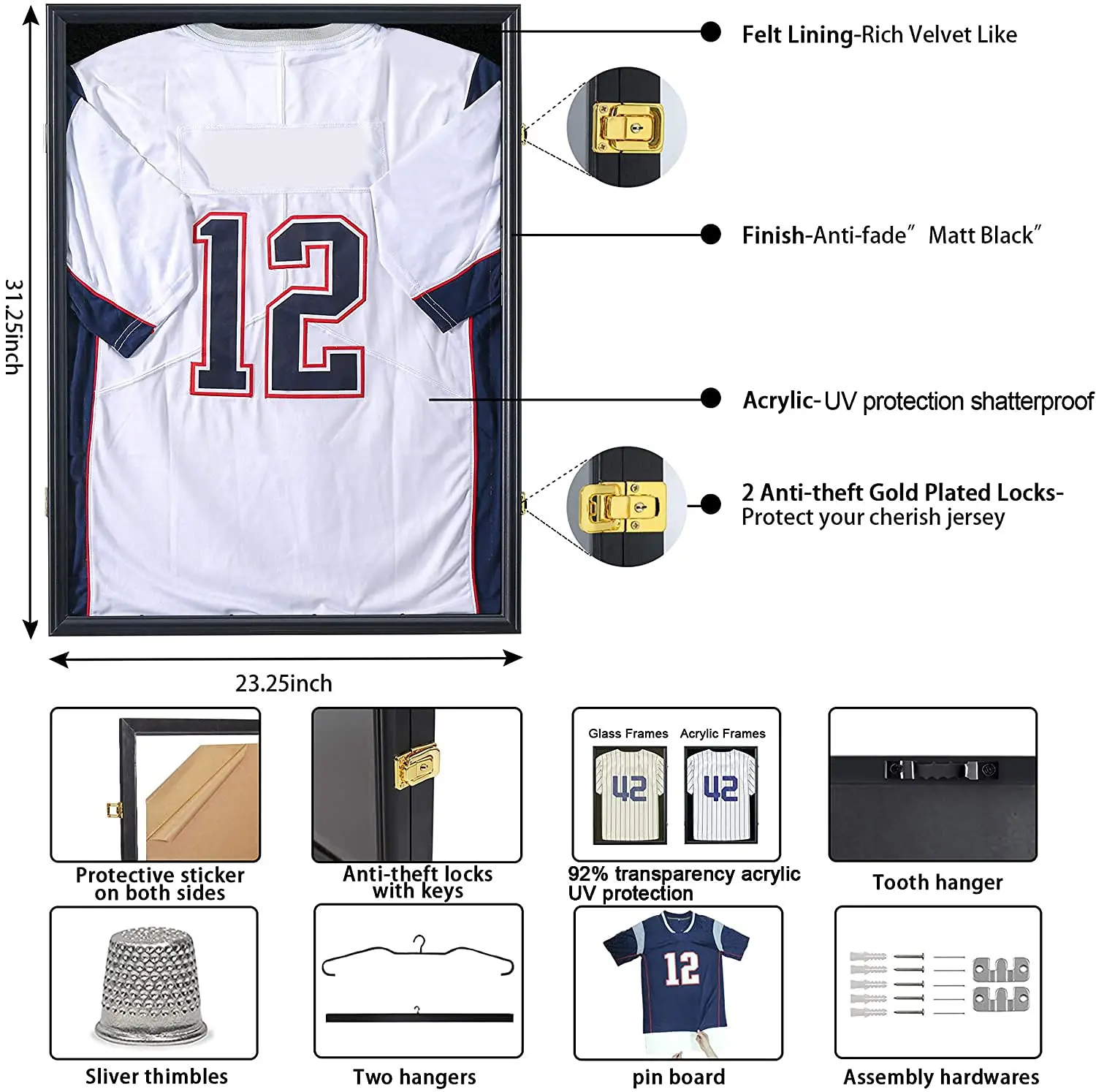 Jersey Frame Display Case Jersey Shadow Box For Baseball Basketball Football Soccer Hockey