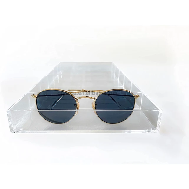 MDesign Wide Stackable Plastic Eye Glass Storage Organizer Box Holder