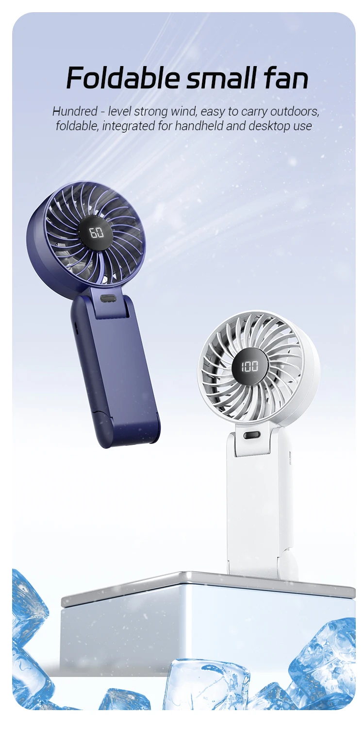 product new electric hand fan portable 5 gears air cooling handheld foldable wearable fan usb rechargeable mini ventilador cooler-2