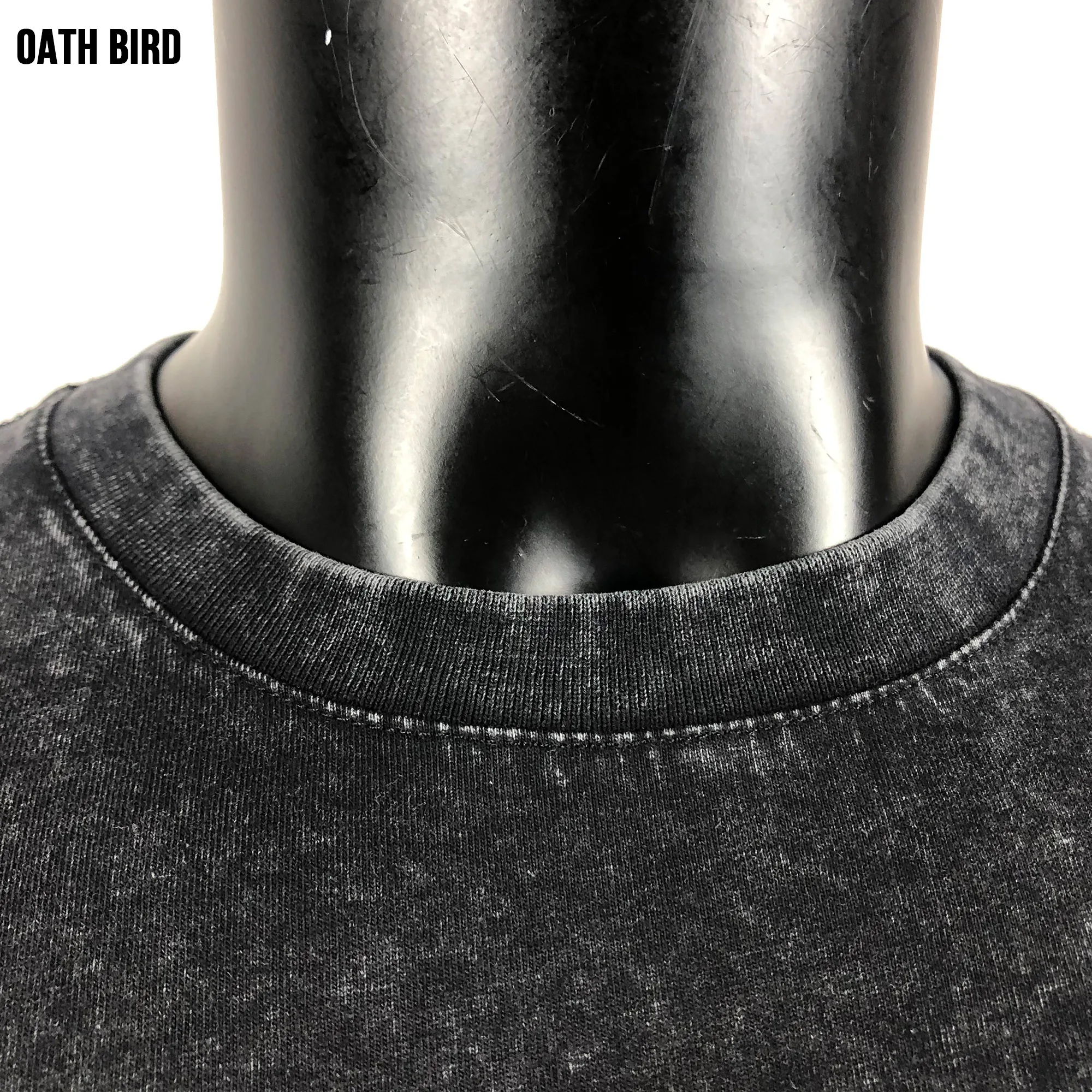 ribbed collar detail acid wash tee