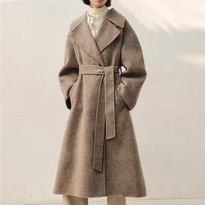Factory Direct Custom Elegant Wool Coat  Women's Single Button Long Trench Winter Wear Long Coat for Women