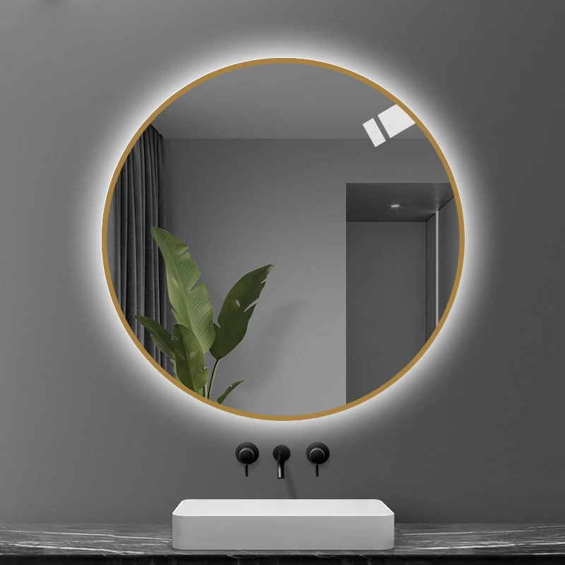 Miroir intelligent mural moderne pour salle de bain, cadre métallique, miroir de vanité LED avec débrouillard, capteur tactile, Bluetooth