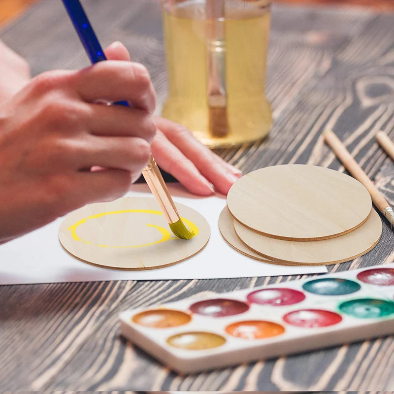 Необработанные круглые деревянные диски 4 дюйма, подставки для поделок своими руками, деревянные круги, круглые ломтики, картина для украшения дома