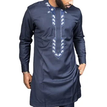 Africa Ethnic Style Youth Men Muslim Fashion Cotton Casual Long Shirt Ramadan Men Robe Islamic Clothing