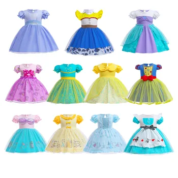 New Kids Girls Elsa Anna Snow white Princess Costume Deluxe Dress Up Cosplay Birthday Party For Girls