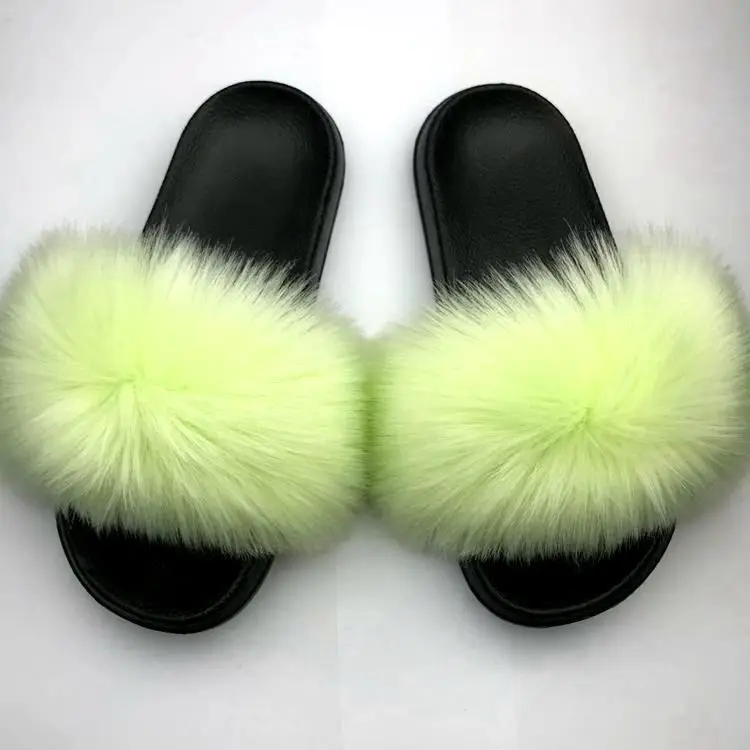 Greatslides Rainbow Custom Logo Ladies Fancy Flat Slippers,Fuzzy House  Slippers Plush Faux Fur Fluffy,Faux Furry House Slippers