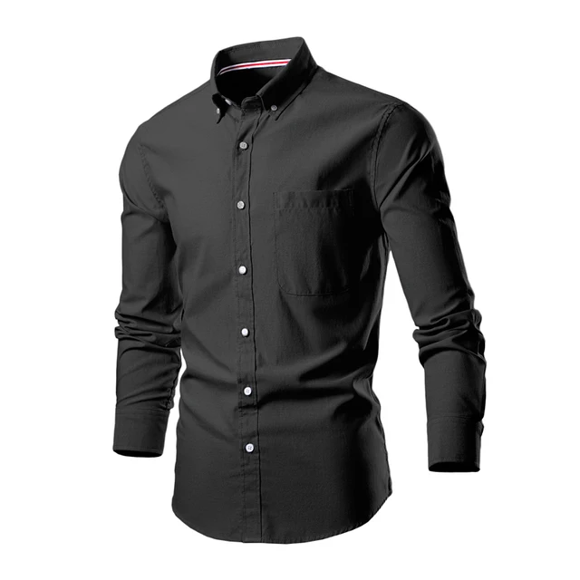 Men's Anti-Wrinkle Anti-Shrink Worsted Long Sleeve Business Shirt Solid Color