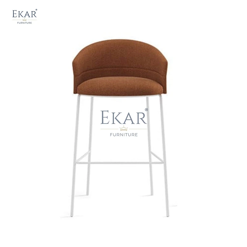 Modern Sleek Bar Stool Durable Metal and Natural Fabric or Leather for Kitchen Dining Hotel or School Use details