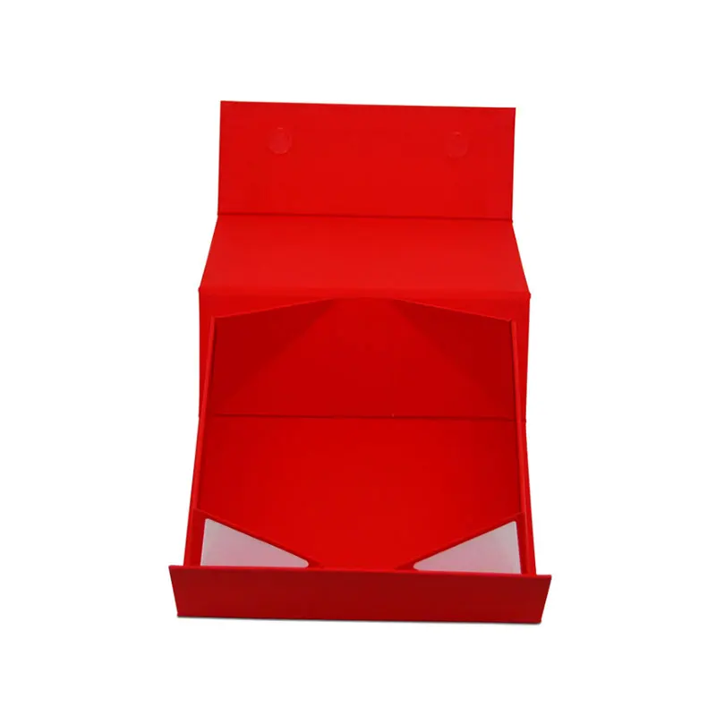 New Design Flat Packaging OEM Logo Cardboard Magnetic Flip Top Rigid Red Paper Cosmetics Bottle Gift Box Foldable supplier