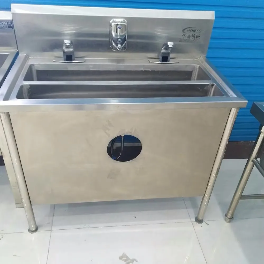 304 stainless steel industrial hand basin for slaughterhouses with foot pedal