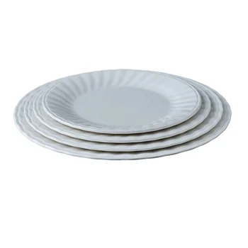 Customized Plastic Dishes Dishwasher safe food grade 8 Inch white round melamine dinner plate