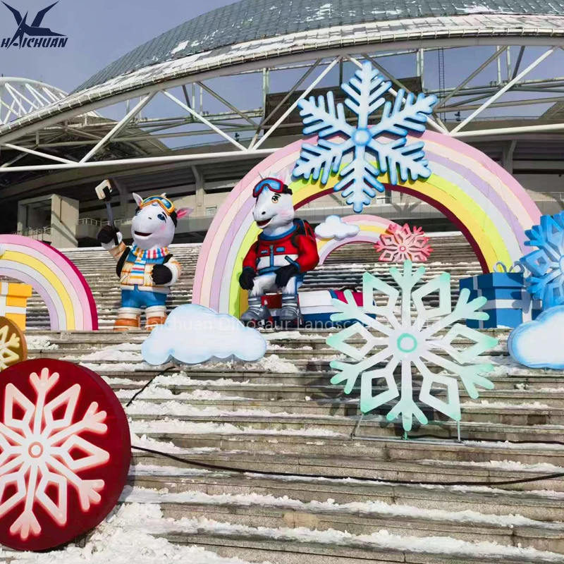 2026 Cartoon Snowman Snowflakes Lanterns Handmade Horse Shaped Festival Lanterns for Ice-themed Event Taking Photos Use