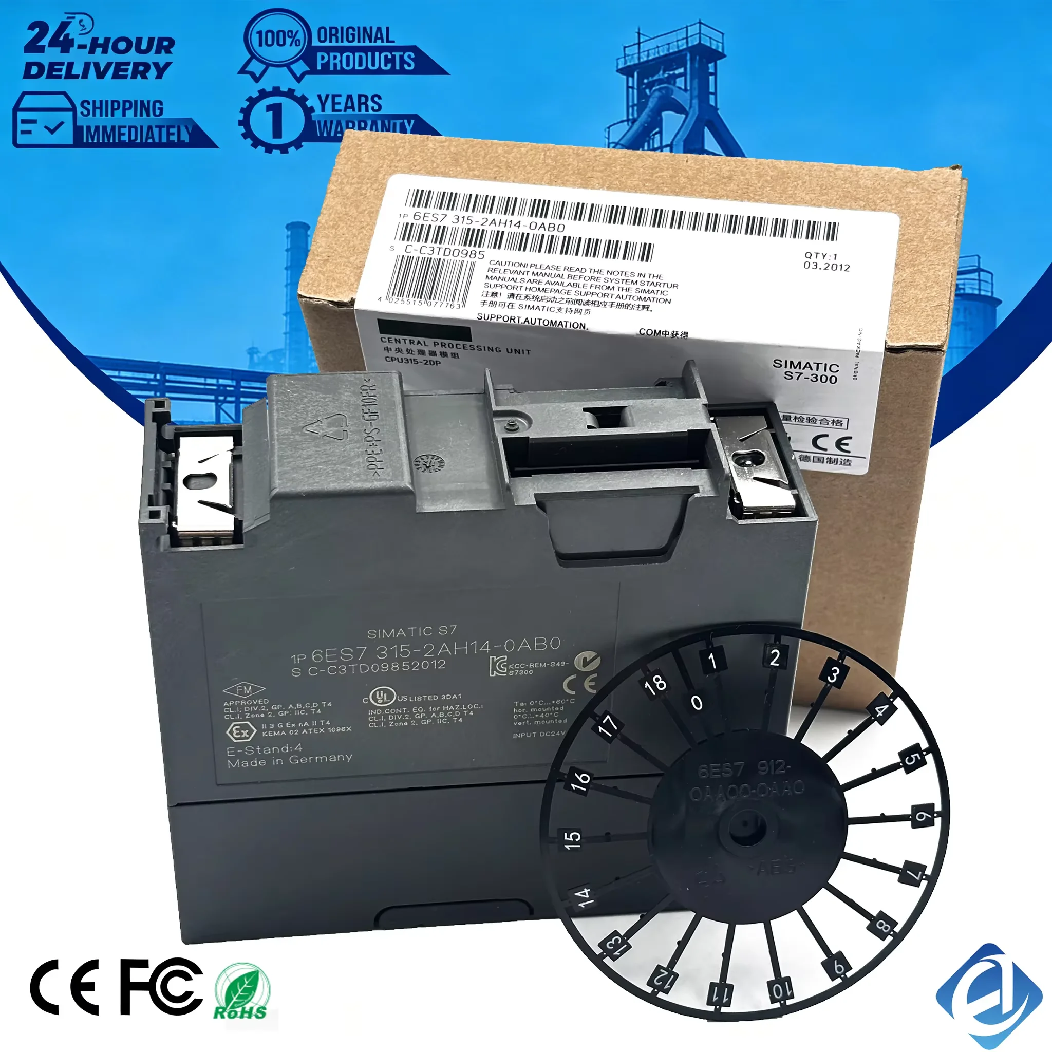 New Original 6ES7315-2AH14-0AB0 6ES7 315-2AH14-0AB0 EPR CE Certified SIMATIC S7-300 Central Processing Unit Stock in Warehouse