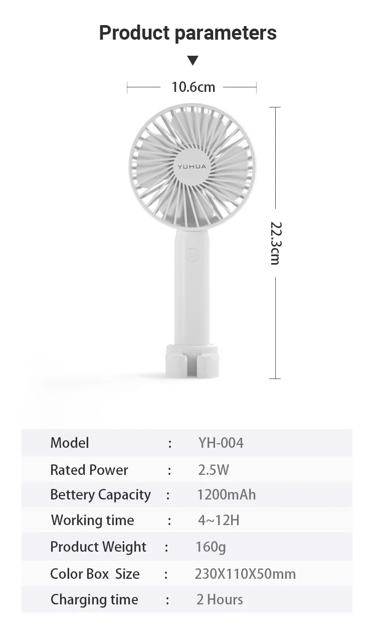 2023 Enhanced Portable Handheld Fan With 3 Gears Phone Holder Fast Charging Super Quiet