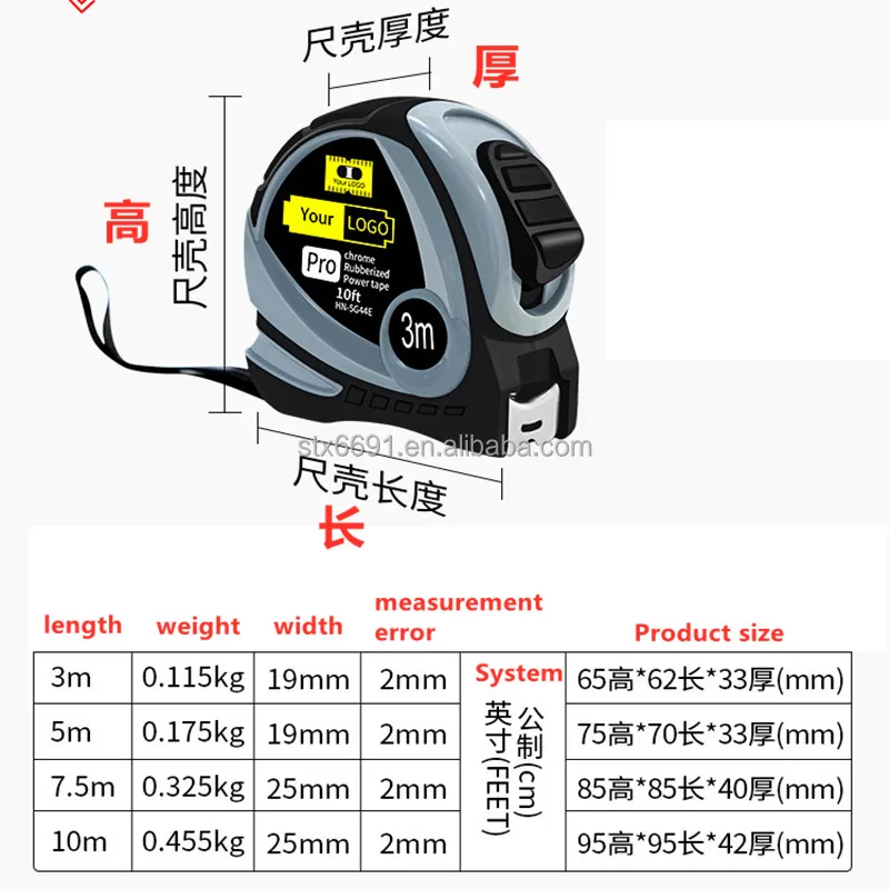 10m Length Ruler Metric System Measuring Gauging Tools Ruler Measurement Retractable ...