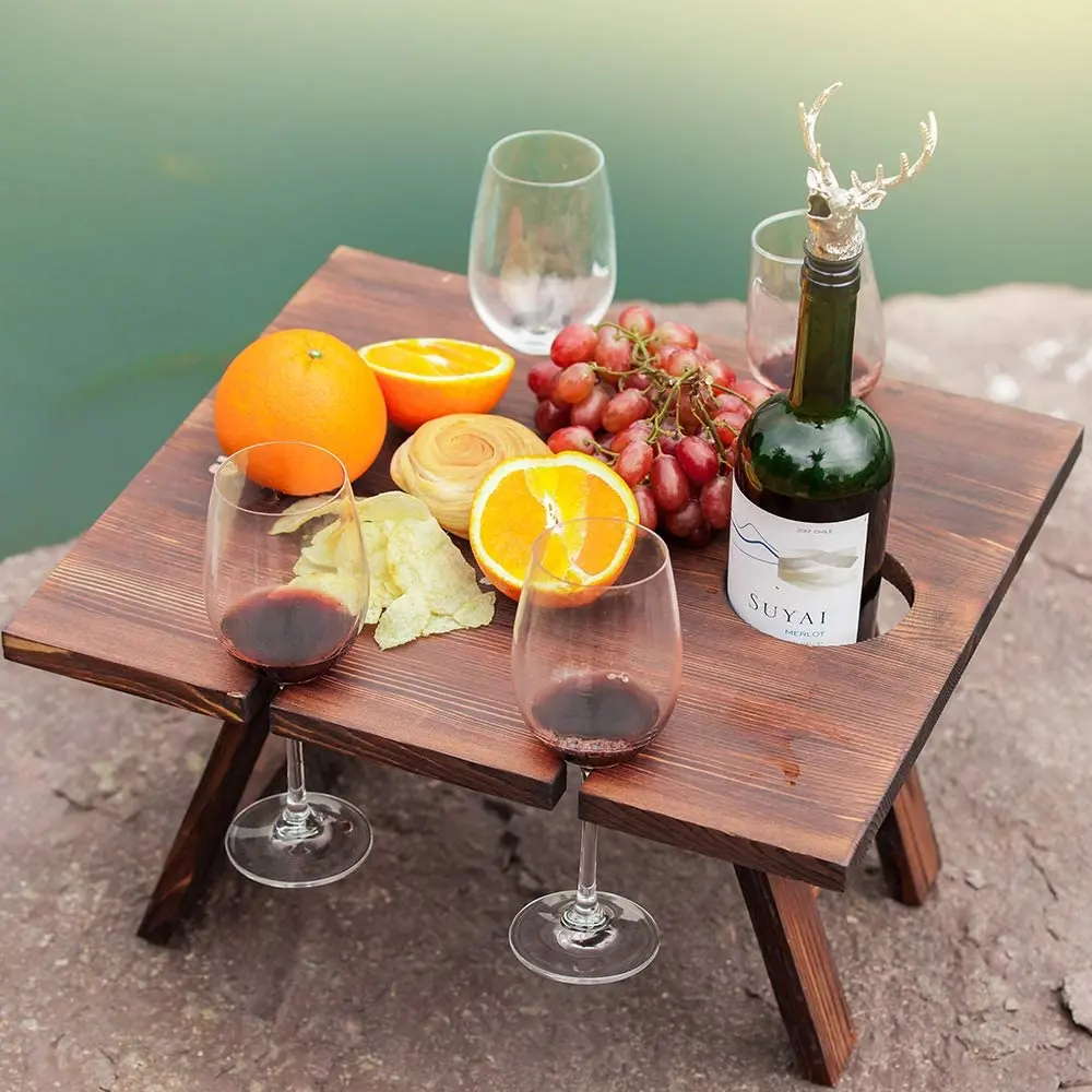 Junji Wooden Wine Table Outdoor Dining Table Portable Folding Wine And