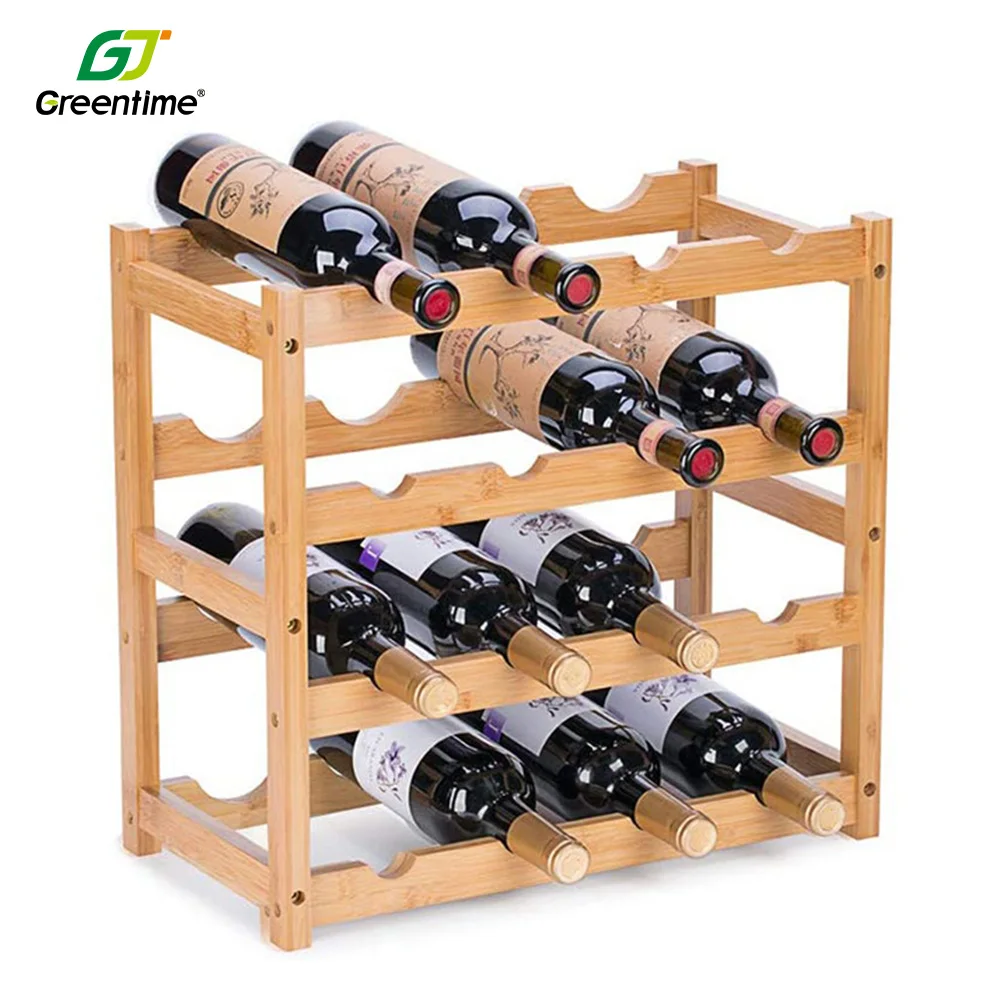 Modern Bamboo Sublimation Wooden Wine Glass Bottle Holder 4 Layers Wine ...