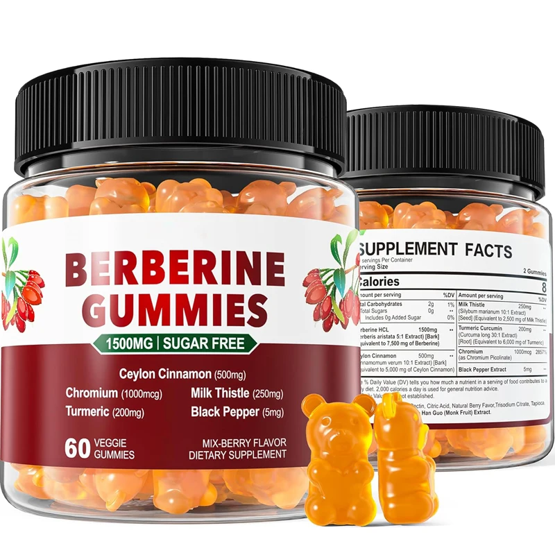 Ceylon Cinnamon Chromium Turmeric Milk Thistle Black Pepper Sugar Free Berberine Gummies Sugar