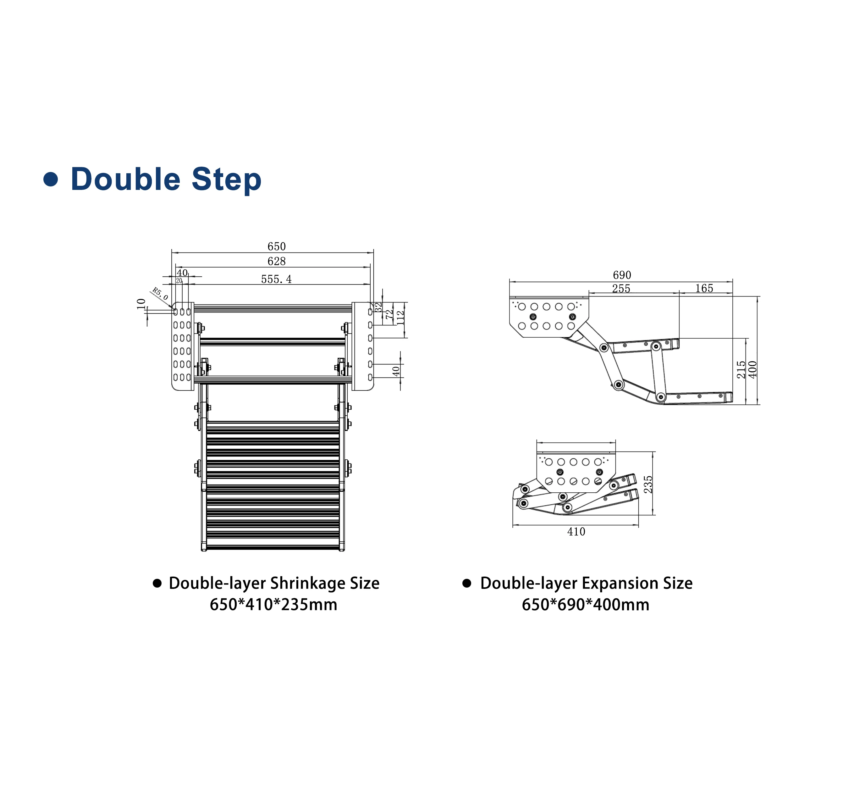 COMPAKS New Design Electric Control Telescopic Ladder Manual Folding Side Folding RV Step Accessory Caravan Motorhome Steel