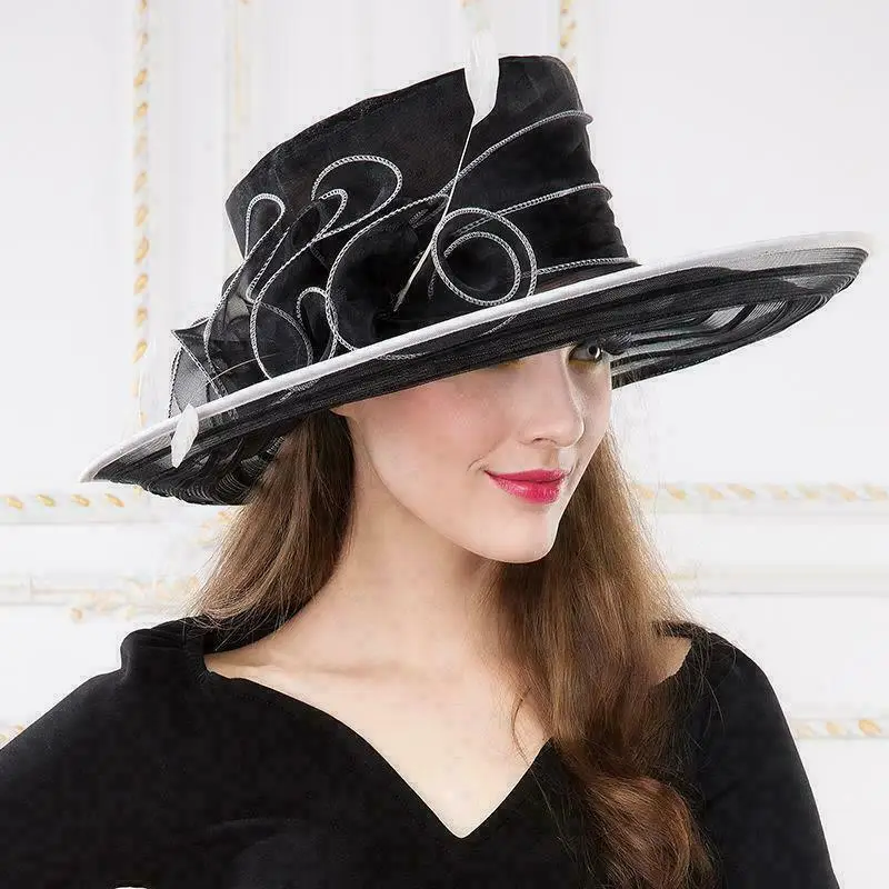 womens black dress hats San Diego Hat Women's Wide Brim Hat - and delicate flowers Kentucky Derby Womens Black Dress
