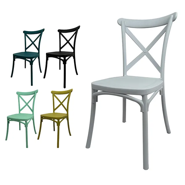 High quality cheap stackable outdoor hotel banquet dining Vintage PP Plastic cross back chair for wedding event party