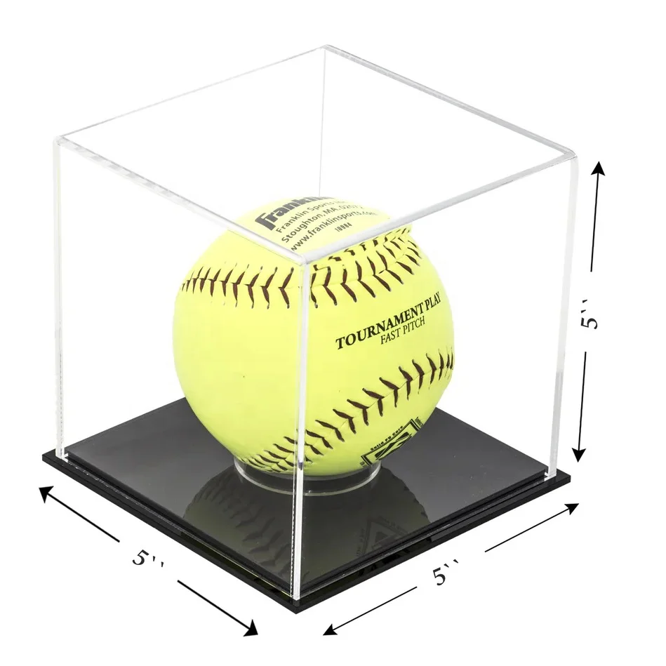 Acrylic Desktop Sport Tennis Ball Display Case with Plastic Base clear Lid