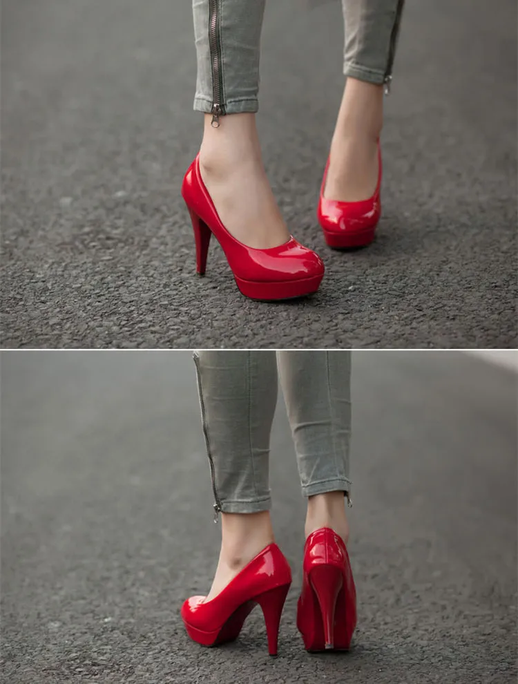 Large Size Dress Shoes Women Square Heel Height Increasing High Heels