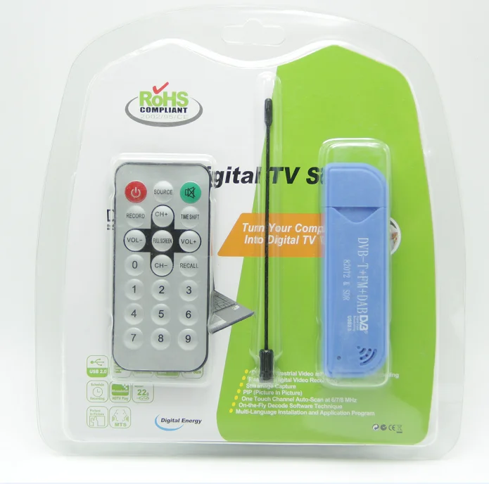 USB 2.0 Digital Software TV Tuner Stick DVB-T SDR+DAB+FM Compatible with Windows 8.1 HD TV Features RTL2832U+R820T2 Laptop HDTV