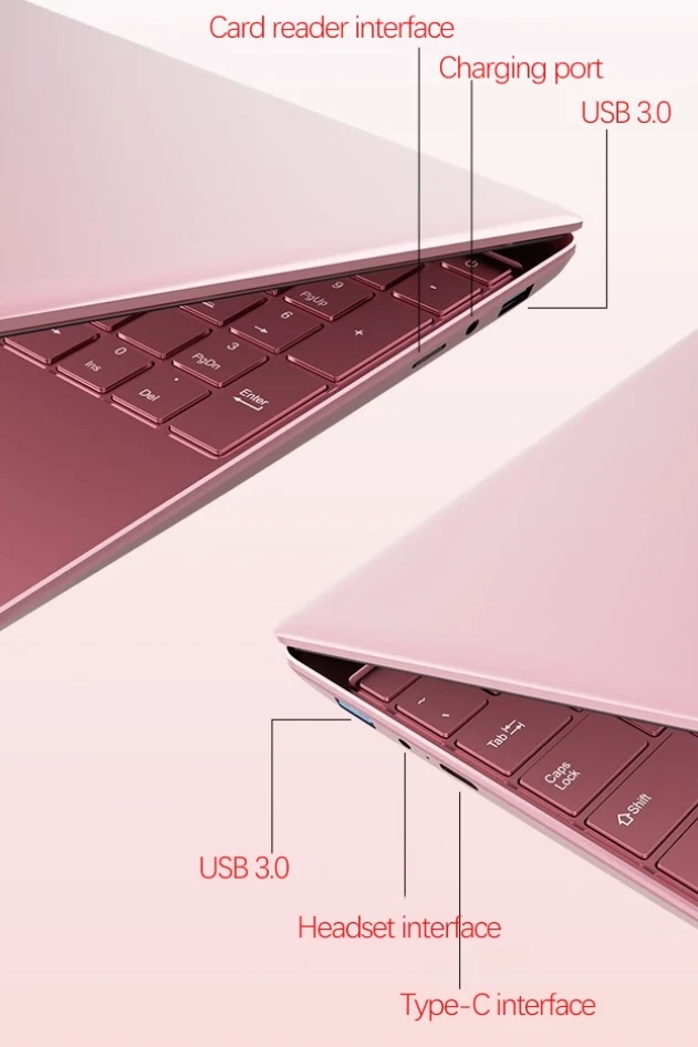 Bulk Purchase 15.6 INCH Intel N95 11th Gen Personal Notebooks 4 Core 4 Thread Windows 11 256GB 512GB 1TB SSD Home Pink Laptop