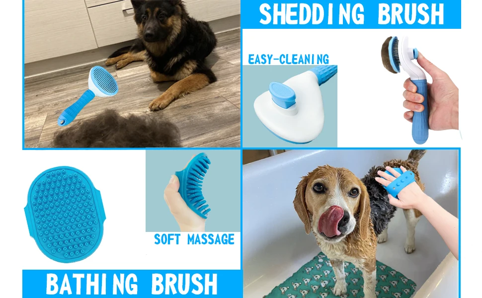 5 In 1 Grooming Dematting Hair Comb Set Dog Brush Kit For Small Dogs