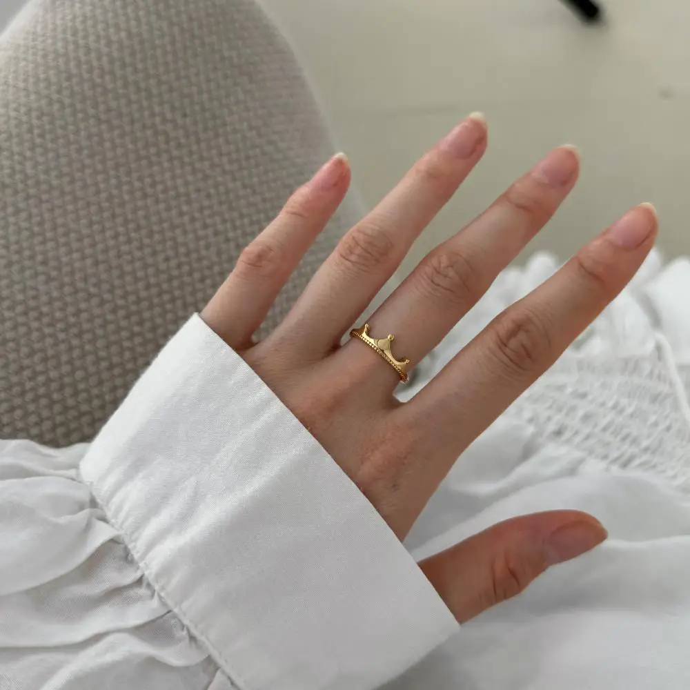 KAKODIY New Design Open Adjustable Promise Ring Wedding 925 Sterling Silver King Crown Ring detail 2