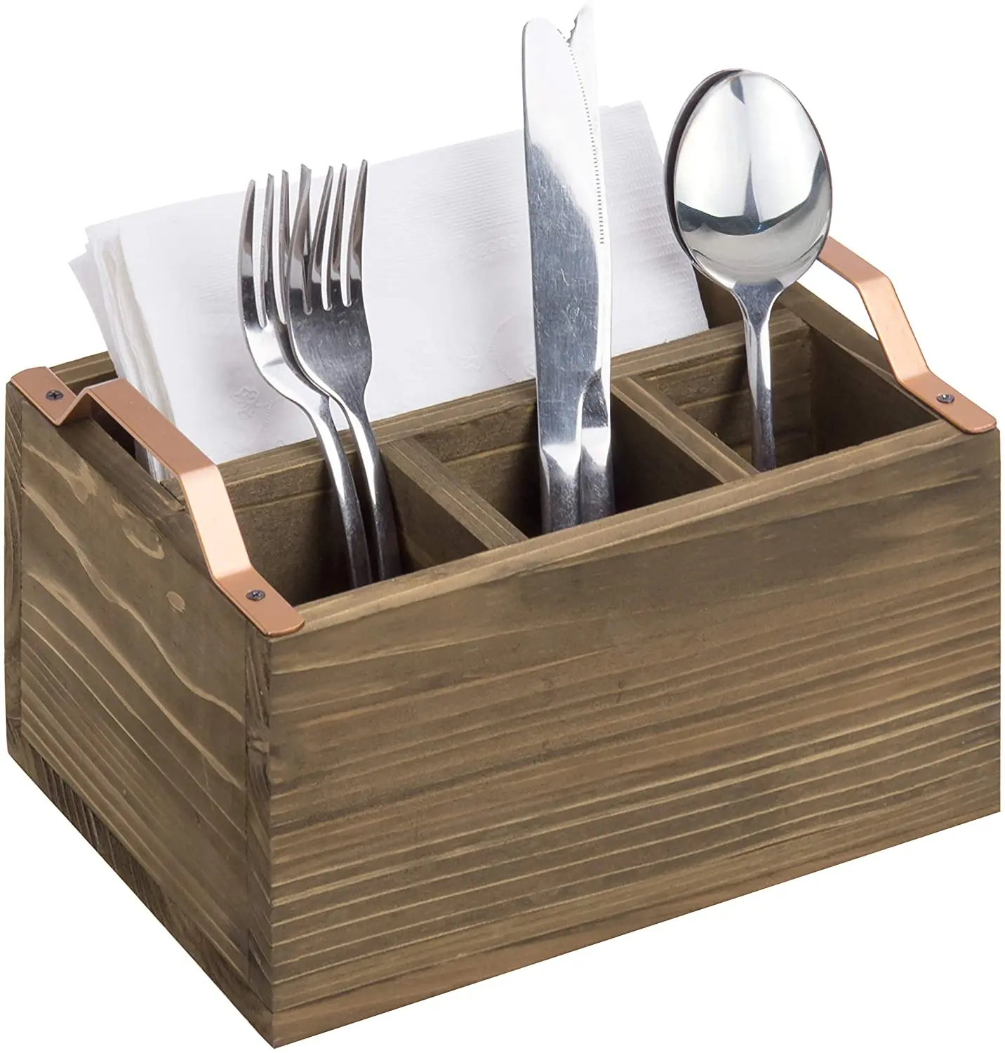 Rustic Wooden Tabletop Cutlery Organizer Box Farmhouse Decor Wooden Box With Metal Holder Buy Vintage Cutlery Organizer Box Rustic Wooden Crate Kitchen Wooden Organizer Box Product On Alibaba Com