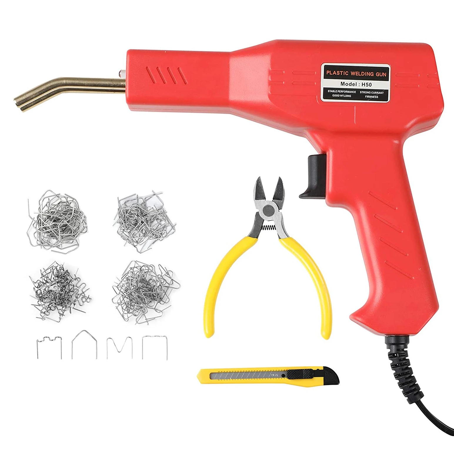 Power 50w Hot Stapler Plastic Welder Gun Welding Tools Kit With 200pcs ...