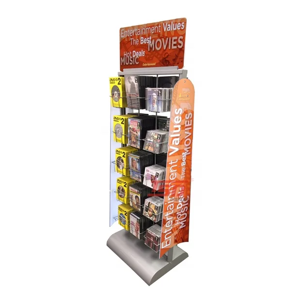 Retail Store Promotion DVD CD Round MDF Wooden Metal Display Stand for Dvd cd Display Rack