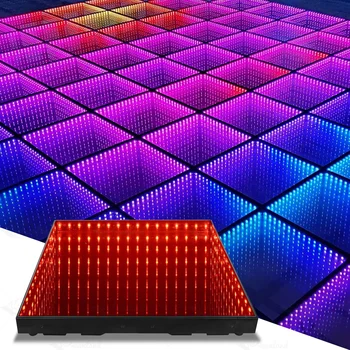 Dance Floor Stage Lights Tempered Glass with Flight Case Infinity Mirror Panel 3D Effect LED Dance Floor for Wedding Par