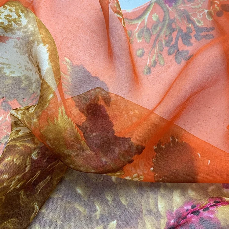 Модная Изысканная шелковая шифоновая ткань с цветочным принтом 6 мм для шарфа платья пижамы