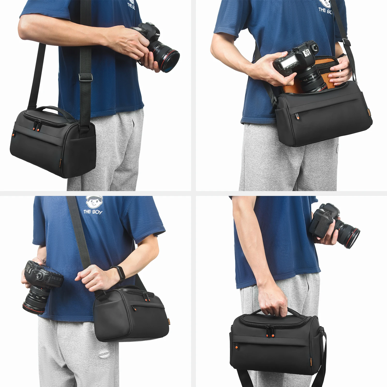 FOSOTO B750 Camera Bag Professional Leather Waterproof Digital Camera  Shoulder Bag for DSLR Camera Bag Lens Nikon Canon Sony