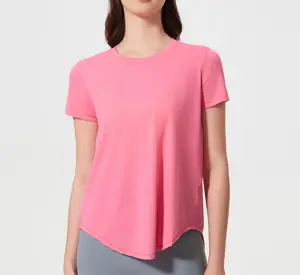 TOPKO Casual short sleeved loose fitness yoga top for women