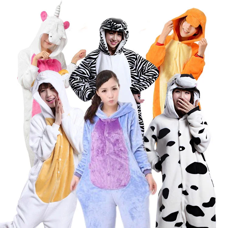 Wholesale Adult Pink Cat Kigurumi Onesie Winter Flannel Sleepwear