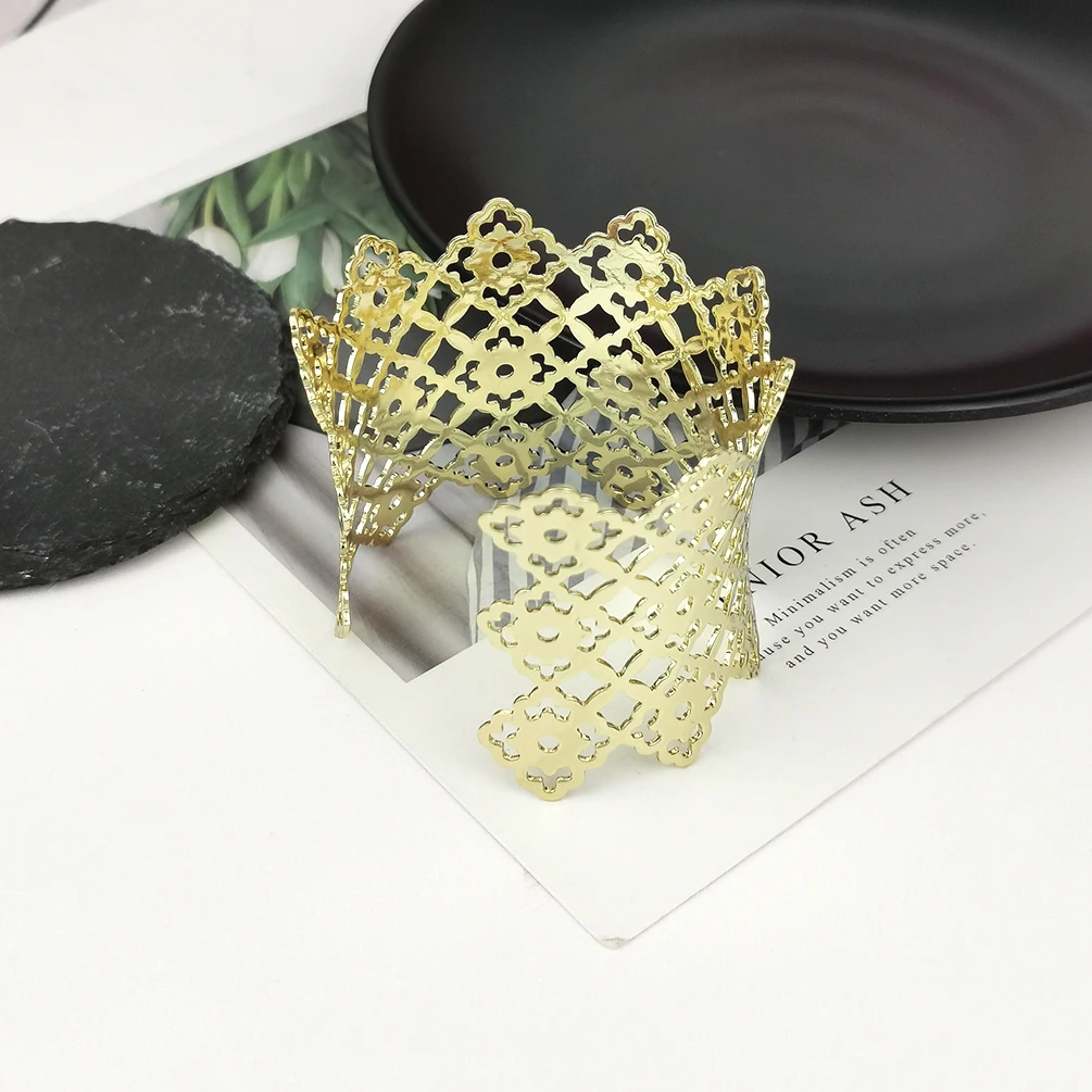 New High Quality Statement Hollow Pattern Opening Bracelets Cuff Bangle Indian Style Gold Plated Bangle Handmade Jewellery