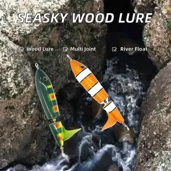 SEASKY HW15 60g 6-Inch Wood Fishing Lure Multi-Jointed OEM Popper Lake Trout Floating Real Wood Body for Marlin – Popper – view 3