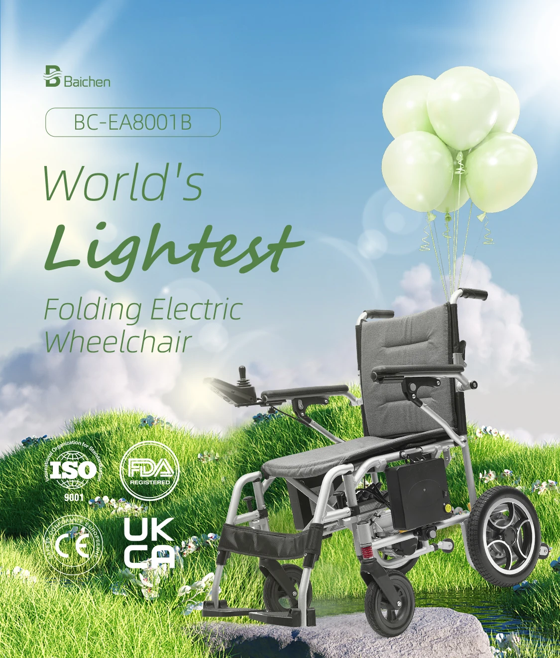 Remote Electric Wheel Chair Aluminum Lightweight Folding Wheelchair