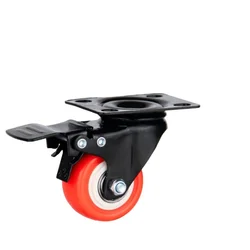 Durable red pu revolving wheels light duty 1.5/2/2.5 inch custom swivel caster wheels NO 3