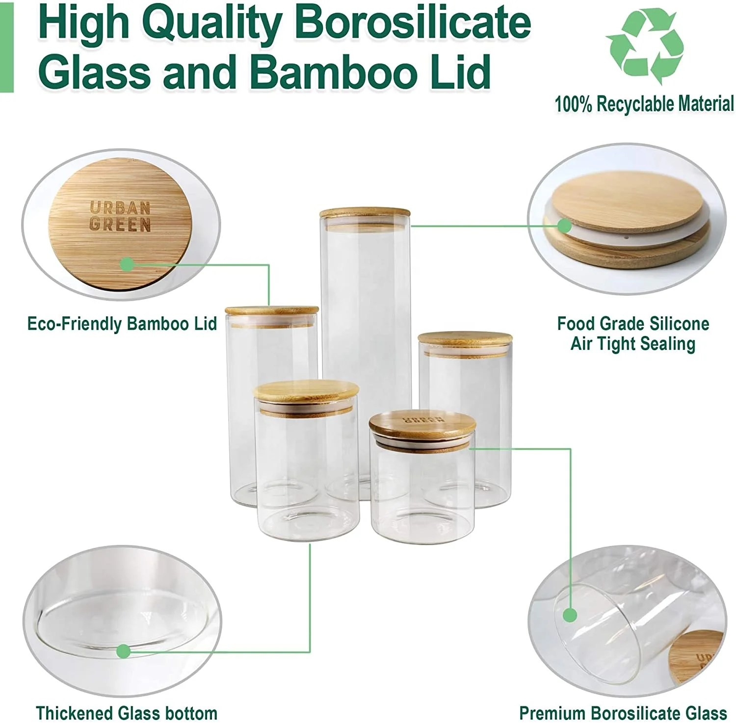 borosilicate jars bamboo lids stocked 450ml cylinder glass jar food grade