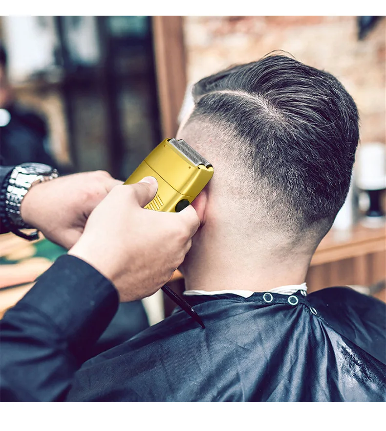 双刀片剃须刀液晶数字显示便携式男士电动剃须刀干湿式USB充电体腹股沟脱毛脱毛器金色