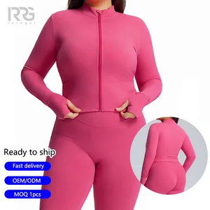 Roregal Fall/Winter Quick-Dry Zip-Up Athletic Slim Fit Long Sleeve Top Women's Plus Size Workout Yoga Jacket